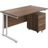 Rectangular Desk with 2 Drawer Pedestal 1400mm x 800mm Walnut/White thumbnail-0