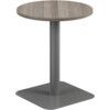 600mm CIRCULAR MID CONTRACT TABLE - SILVER/GREY OAK thumbnail-0