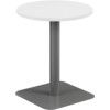 600mm CIRCULAR MID CONTRACT TABLE - SILVER/WHITE thumbnail-0