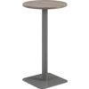 600mm CIRCULAR HIGH CONTRACT TABLE - SILVER/GREY OAK thumbnail-0