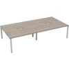 4 Person Double Bench Desk with Cut Out, White/Grey Oak, 1400 x 800mm thumbnail-0