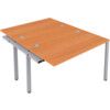 2 Person Double Bench Desk Extension with Cable Port, Silver/Beech, 1200 x 800mm thumbnail-0