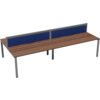 4 Person Double Bench Desk with Cable Port, Silver/Walnut, 1200 x 800mm thumbnail-0