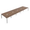 10 Person Double Bench Desk with Cable Port, Silver/Walnut, 1200 x 800mm thumbnail-0