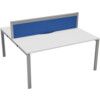 2 Person Double Bench Desk with Cable Port, Silver/Oak, 1200 x 800mm thumbnail-0