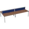 4 Person Double Bench Desk with Cable Port, White/Walnut, 1200 x 800mm thumbnail-0