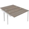 2 Person Double Bench Desk Extension with Cable Port, White/Grey Oak, 1200 x 800mm thumbnail-0