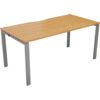 1 Person Bench Desk with Cut Out, Beech/Silver, 1200 x 800mm thumbnail-0