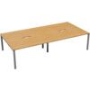 4 Person Double Bench Desk with Cut Out, Silver/Beech, 1200 x 800mm thumbnail-0