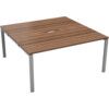 2 Person Double Bench Desk with Cut Out, Silver/Walnut, 1200 x 800mm thumbnail-0