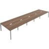 10 Person Double Bench Desk with Cut Out, Silver/Walnut, 1200 x 800mm thumbnail-0