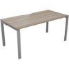 1 Person Bench Desk with Cut Out, Grey Oak/Silver, 1200 x 800mm thumbnail-0