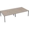 4 Person Double Bench Desk with Cut Out, Silver/Grey Oak, 1200 x 800mm thumbnail-0