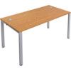 1 Person Bench Desk with Cable Port, Oak/Silver, 1200 x 800mm thumbnail-0