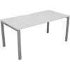 1 Person Bench Desk with Cut Out, White/Silver, 1200 x 800mm thumbnail-0