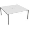 2 Person Double Bench Desk with Cut Out, Silver/White, 1200 x 800mm thumbnail-0