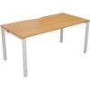 1 Person Bench Desk with Cut Out, White/Beech, 1200 x 800mm thumbnail-0