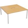 2 Person Double Bench Desk with Cut Out, White/Beech, 1200 x 800mm thumbnail-0