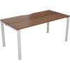 1 Person Bench Desk with Cut Out, White/Walnut, 1200 x 800mm thumbnail-0