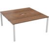 2 Person Double Bench Desk with Cut Out, White/Walnut, 1200 x 800mm thumbnail-0