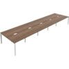 10 Person Double Bench Desk with Cut Out, White/Walnut, 1200 x 800mm thumbnail-0