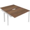 2 Person Double Bench Desk Extension with Cut Out, White/Walnut, 1200 x 800mm thumbnail-0