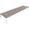 10 Person Double Bench Desk with Cut Out, White/Grey Oak, 1200 x 800mm thumbnail-0