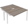 2 Person Double Bench Desk Extension with Cut Out, White/Grey Oak, 1200 x 800mm thumbnail-0