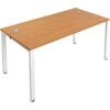 1 Person Bench Desk with Cable Port, White/Oak, 1200 x 800mm thumbnail-0