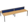 4 Person Double Bench Desk with Cable Port, Silver/Beech, 1400 x 800mm thumbnail-0