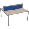 2 Person Double Bench Desk with Cable Port, Silver/Grey Oak, 1400 x 800mm thumbnail-0