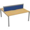 2 Person Double Bench Desk with Cable Port, Silver/Oak, 1400 x 800mm thumbnail-0