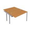 2 Person Double Bench Desk Extension with Cable Port, Silver/Oak, 1400 x 800mm thumbnail-0