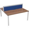 2 Person Double Bench Desk with Cable Port, Walnut/White, 1400 x 800mm thumbnail-0