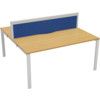 2 Person Double Bench Desk with Cable Port, White/Oak, 1400 x 800mm thumbnail-0