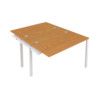 2 Person Double Bench Desk Extension with Cable Port, White/Oak, 1400 x 800mm thumbnail-0