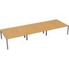 6 Person Double Bench Desk with Cut Out, Silver/Beech, 1400 x 800mm thumbnail-0