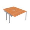 2 Person Double Bench Desk Extension with Cut Out, Silver/Beech, 1400 x 800mm thumbnail-0