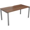 1 Person Bench Desk with Cut Out, Walnut/Silver, 1400 x 800mm thumbnail-0