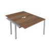 2 Person Double Bench Desk Extension with Cut Out, Silver/Walnut, 1400 x 800mm thumbnail-0