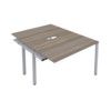 2 Person Double Bench Desk Extension with Cut Out, Silver/Grey Oak, 1400 x 800mm thumbnail-0