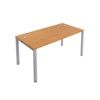 1 Person Bench Desk with Cable Port, Oak/Silver, 1400 x 800mm thumbnail-0