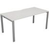 1 Person Bench Desk with Cut Out, White/Silver, 1400 x 800mm thumbnail-0