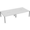 4 Person Double Bench Desk with Cut Out, White/Silver, 1400 x 800mm thumbnail-0