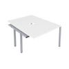 2 Person Double Bench Desk Extension with Cut Out, Silver/White, 1400 x 800mm thumbnail-0