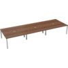 6 Person Double Bench Desk with Cut Out, White/Walnut, 1400 x 800mm thumbnail-0