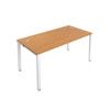 1 Person Bench Desk with Cable Port, White/Oak, 1400 x 800mm thumbnail-0