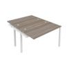 2 Person Double Bench Desk Extension with Cable Port, White/Grey Oak, 1600 x 800mm thumbnail-0