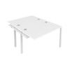 2 Person Double Bench Desk Extension with Cable Port, White, 1600 x 800mm thumbnail-0