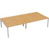 4 Person Double Bench Desk with Cut Out, White/Beech, 1600 x 800mm thumbnail-0